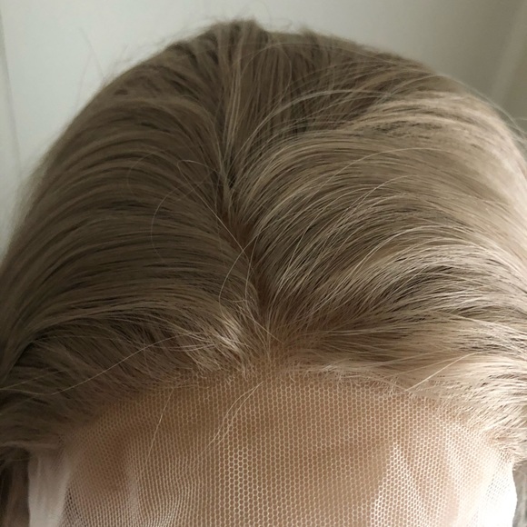 NWT 33” lace human hair Remy mix halo /dirty blonde blended straight long wig - Picture 6 of 15